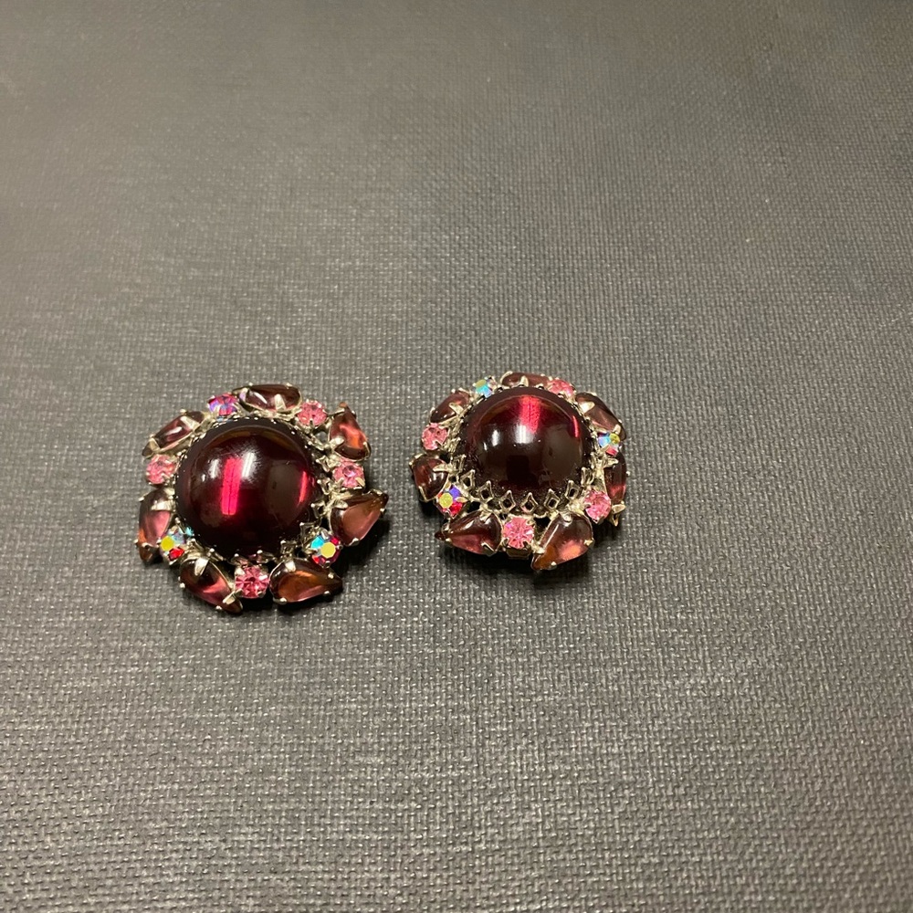 Vintage Weiss Rhinestone Crystal-Clip-on Earrings